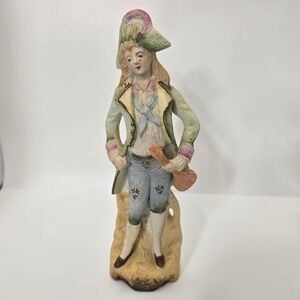 German Porcelain Boy Troubadour Figurine Playing Lute – Collectible Figure